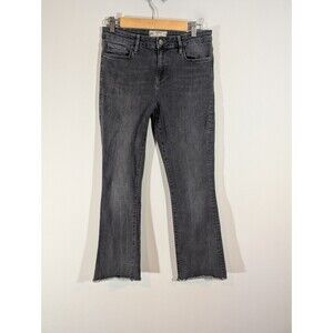 Free People Jeans Women‎ Sz 27 Grey Cropped Straight Leg Mid Rise Denim Pants